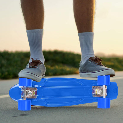 STRAUSS Cruiser PW Skateboard, Anti-Skid, ABEC-7 Bearings, 22x6 Inch, Blue, Ideal for All Skill Levels.