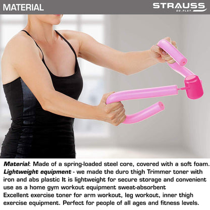 Strauss Thigh Exerciser: Multifunction Thigh Workout Reducer, Foam & Steel, Home Gym, Inner Thigh, Hip & Pelvis Trainer for Women, Pink.