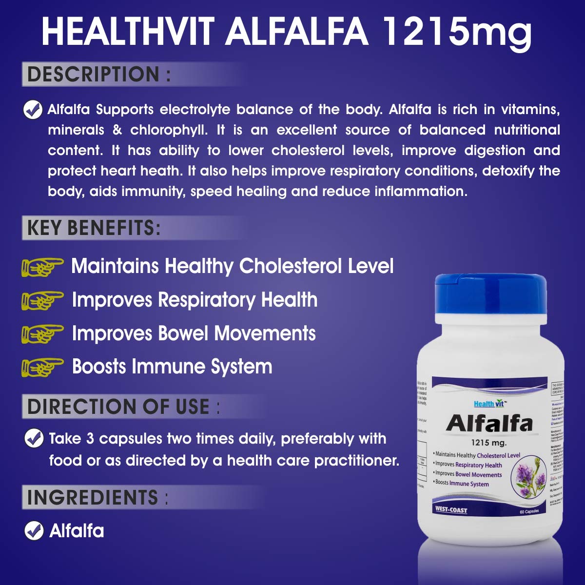 Healthvit Alfalfa 1215 mg 60 Capsules