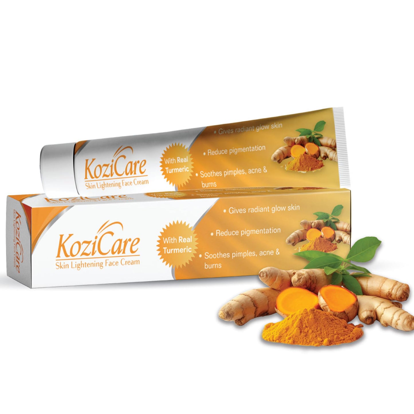 Kozicare Kojic Acid Skin Whitening Cream, Turmeric, Glutathione, Detan, Moisturizer for Dry Skin, Summer Daily Use, Women & Men - 15gm