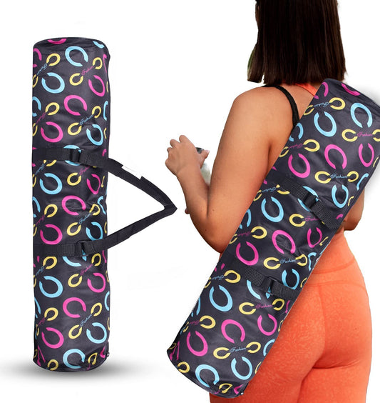 STRAUSS Yoga Mat Bag with Shoulder Strap, Washable, Durable, Side Pocket, Ideal for Men & Women, Floral Design