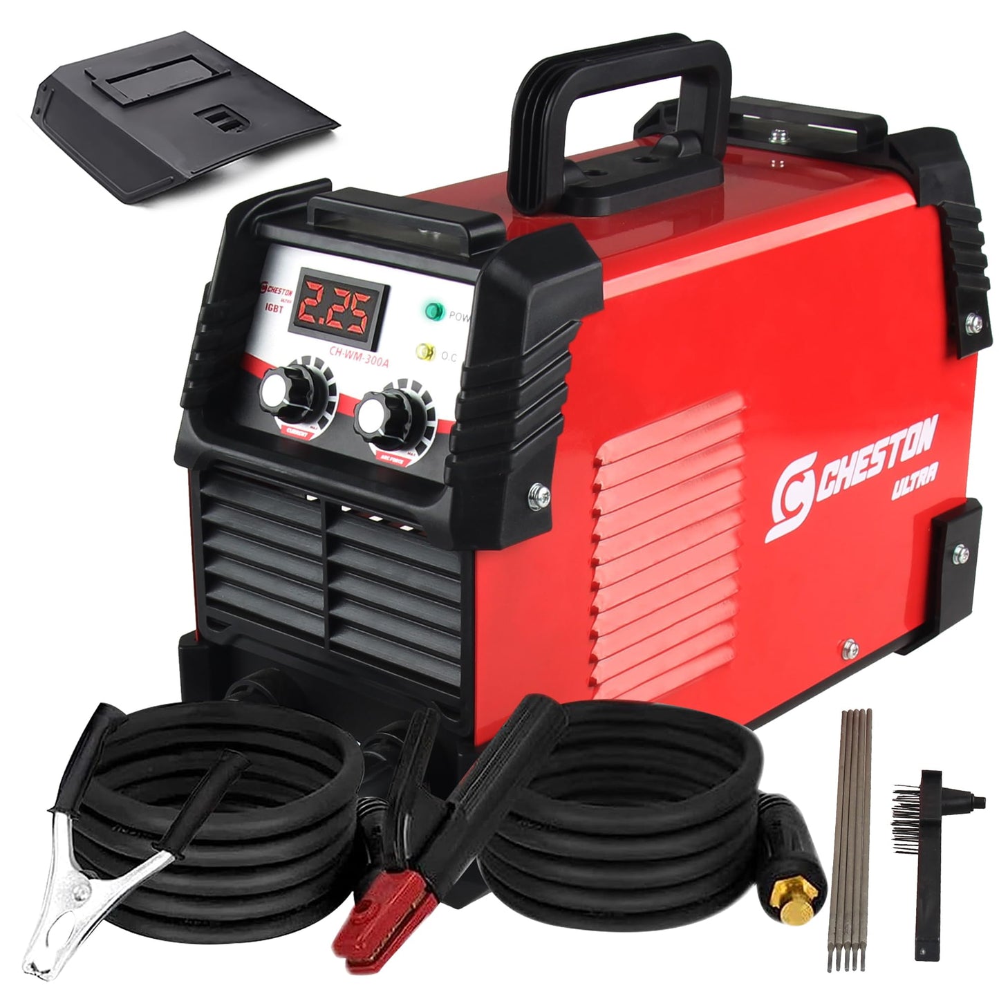 Cheston Ultra 300A Inverter Arc Welding Machine MMA LED Display Hot Start Welder with Mask & Rods for Steel, Iron, Aluminium, Copper, Metals.