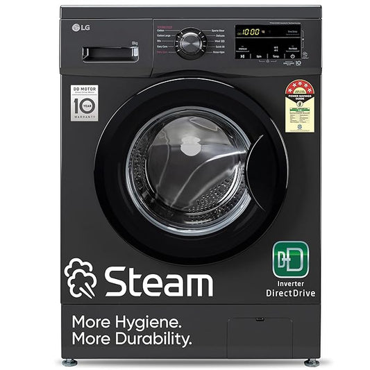 LG 8Kg 5 Star Front Load Washing Machine, Direct Drive, Steam Wash, Smart Diagnosis, Allergy Care, In-Built Heater, Touch Panel.