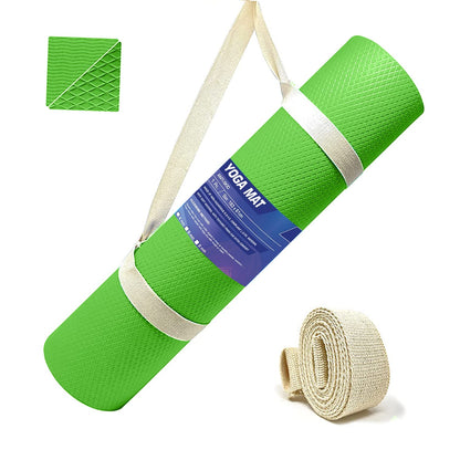 Strauss Anti Skid EVA Yoga Mat with Carry Strap 6mm Green