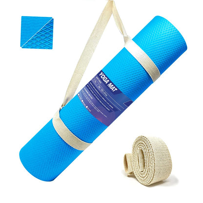 Strauss Anti Skid EVA Yoga Mat with Carry Strap 4mm Sky Blue