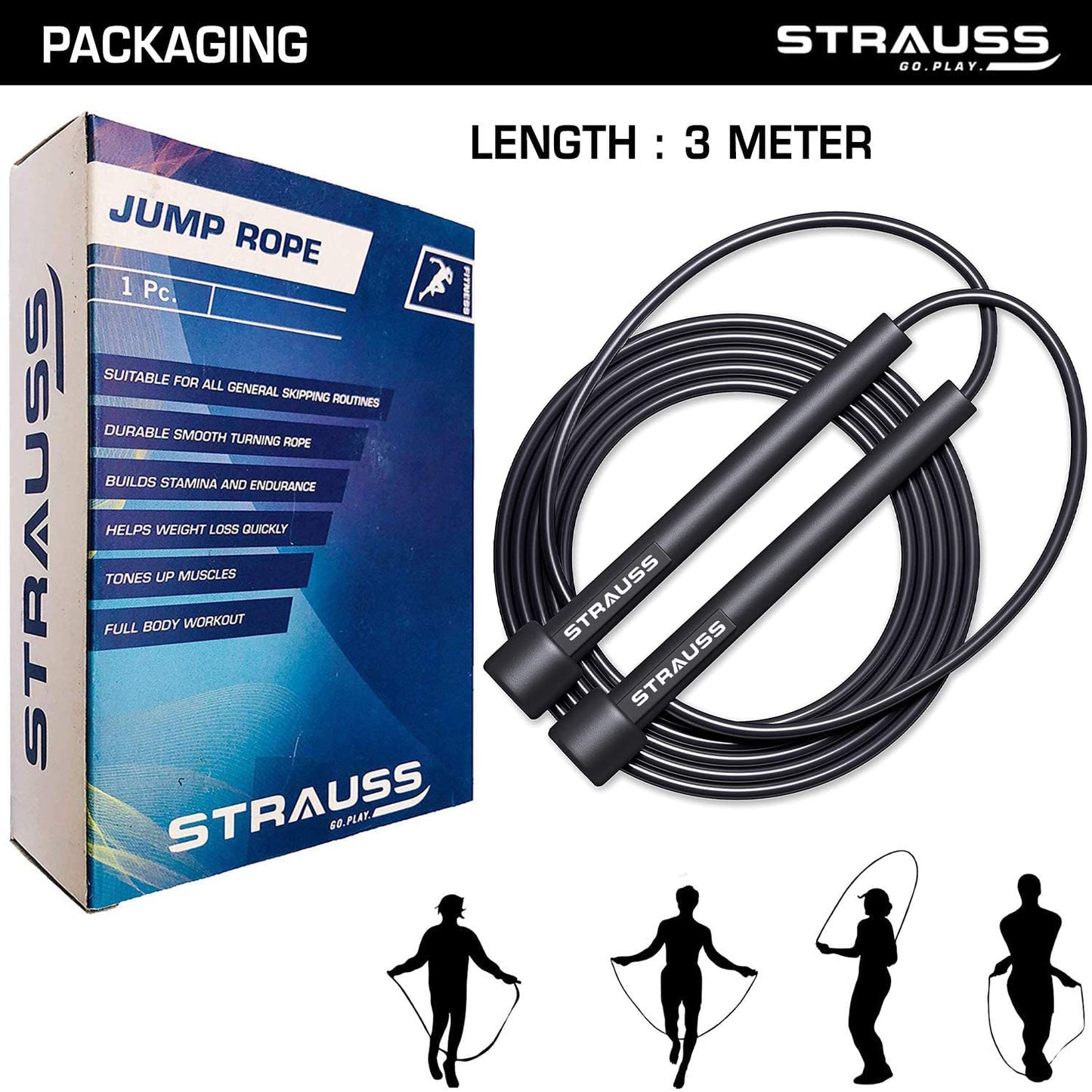 Speed SkippingJumping Rope Ideal for Men Women Boys  Girls Pack of 2