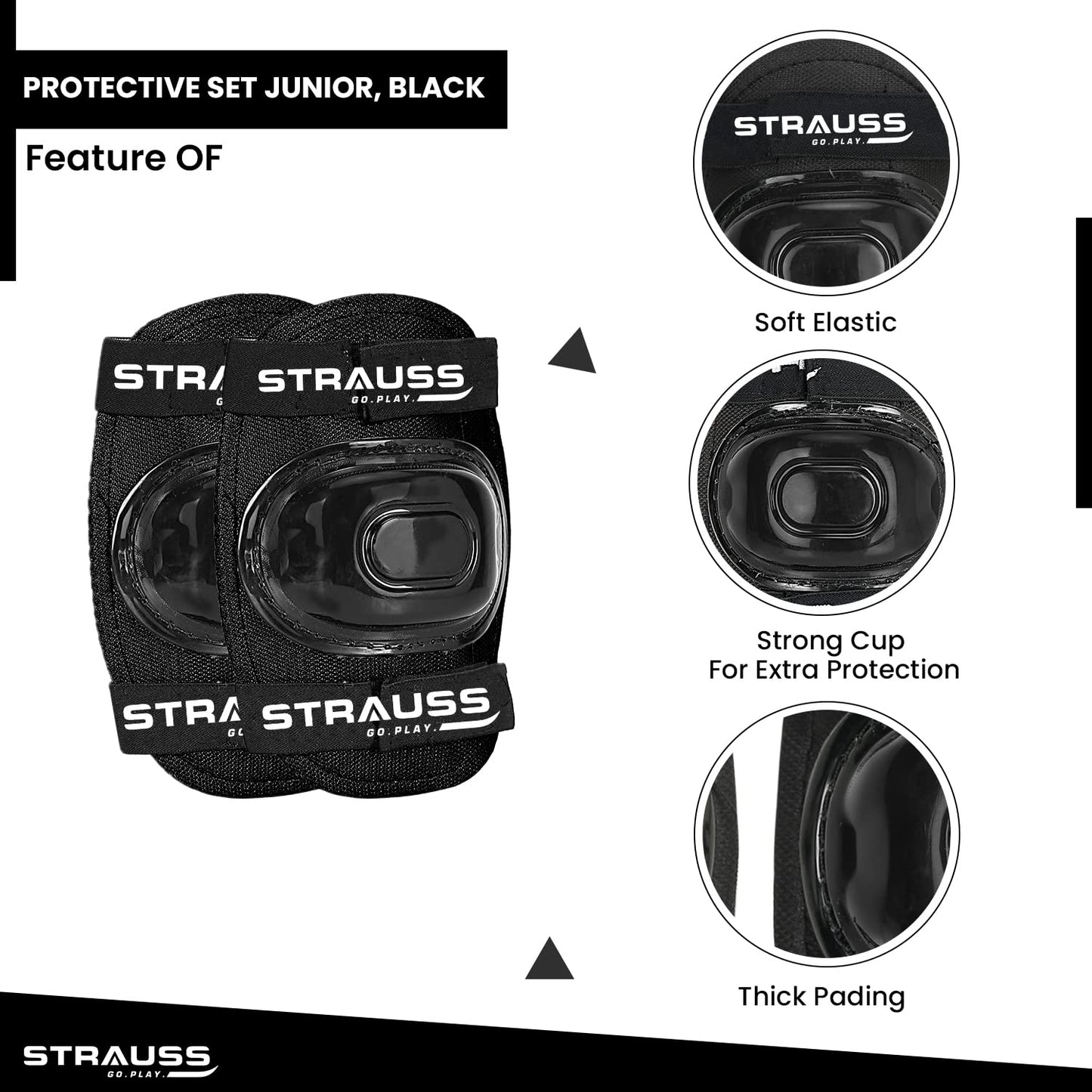 Strauss 4-Piece Roller Skating Protective Set: Helmet, Knee Pads, Elbow Pads, Wrist Guards. All-in-One Safety Gear for Skaters, Riders, Cyclists.