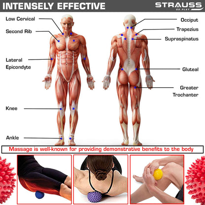 Strauss 2.7" Acupressure Massage Ball for Physiotherapy, Deep Tissue, Trigger Point, Myofascial Release, Pain Relief - Red