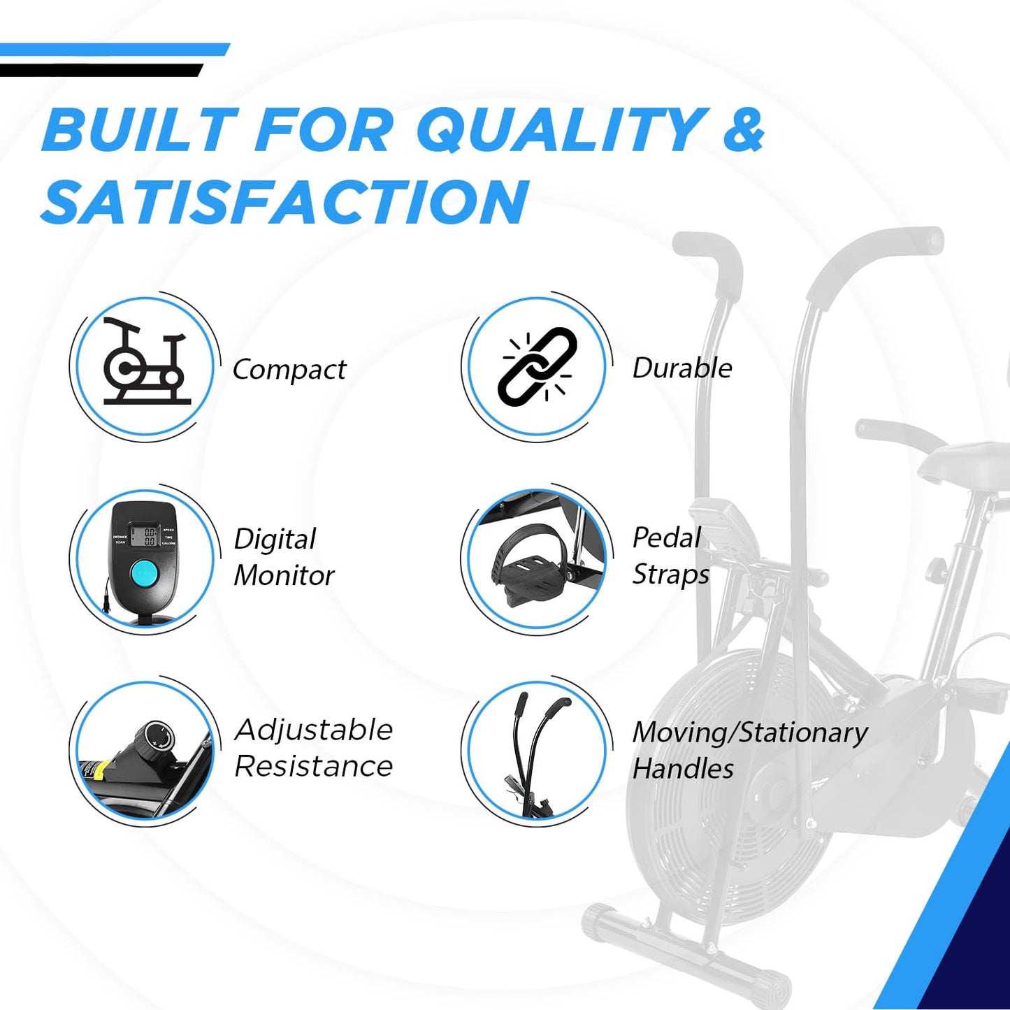 Reach AB 110 BH Exercise Bike: Back Support, Adjustable Resistance, Cushioned Seat, Max User Weight 110 Kg, Home Workout.