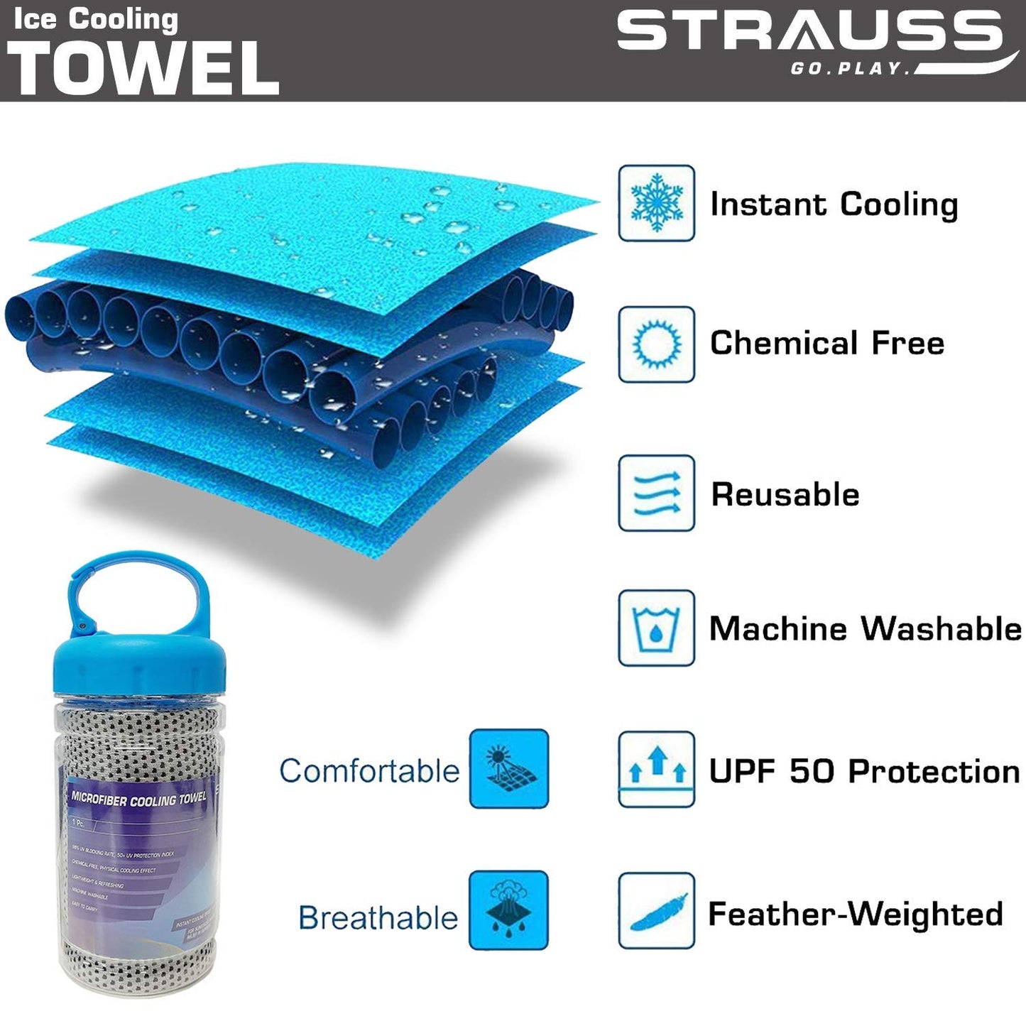 STRAUSS Cooling Towel 80 cm Grey