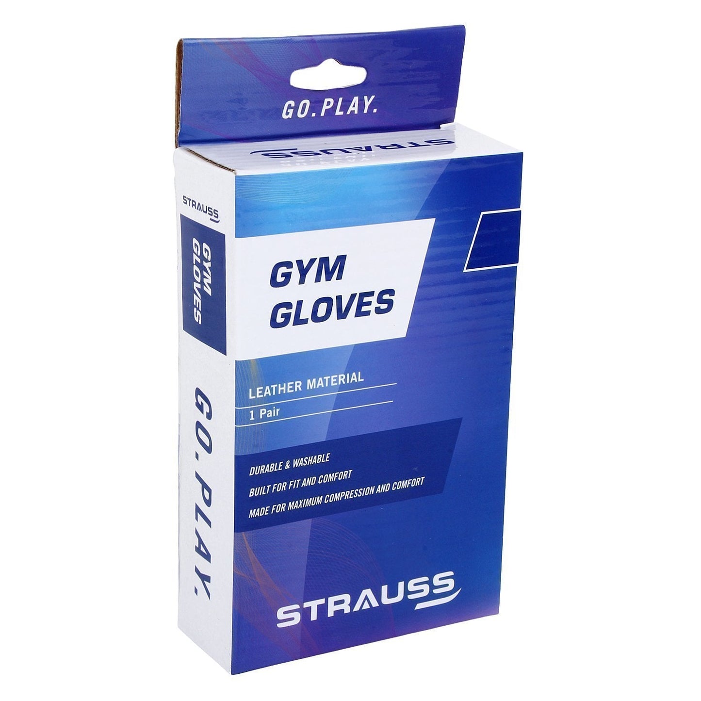 STRAUSS Stretch-Back Gym Gloves with Leather Palm Medium