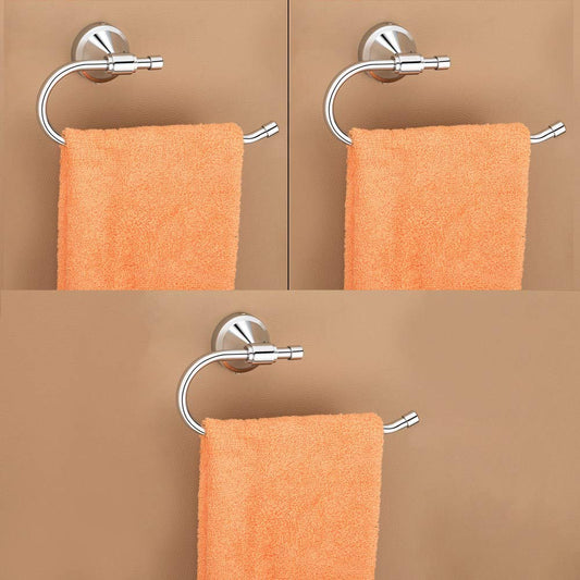 Plantex Stainless Steel 304 Grade Niko Napkin RingTowel RingNapkin HolderTowel HangerBathroom AccessoriesChrome - Pack of 3