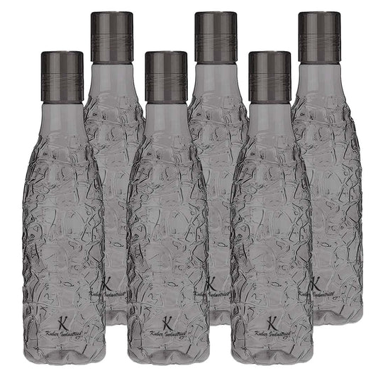 Homestic BPA-Free Leak Proof Plastic Water Bottles, Unbreakable, Freezer Proof, Pack of 6, Black. For Home, Office, School, Gym.