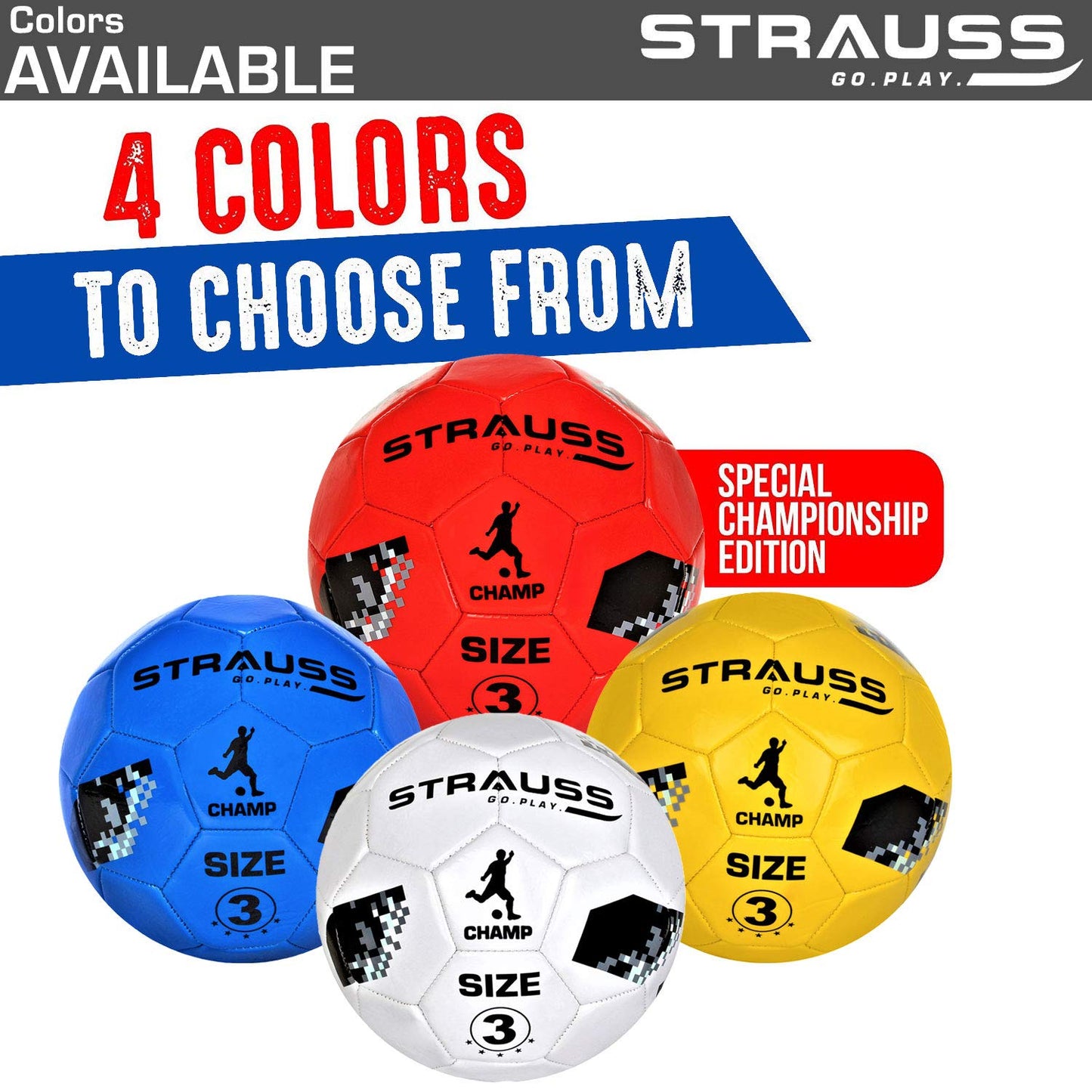 STRAUSS Size 3 Football: Professional Match Ball for Indoor/Outdoor Games, Training for Kids & Adults, Granular Texture, High-Performance Surface, Blue