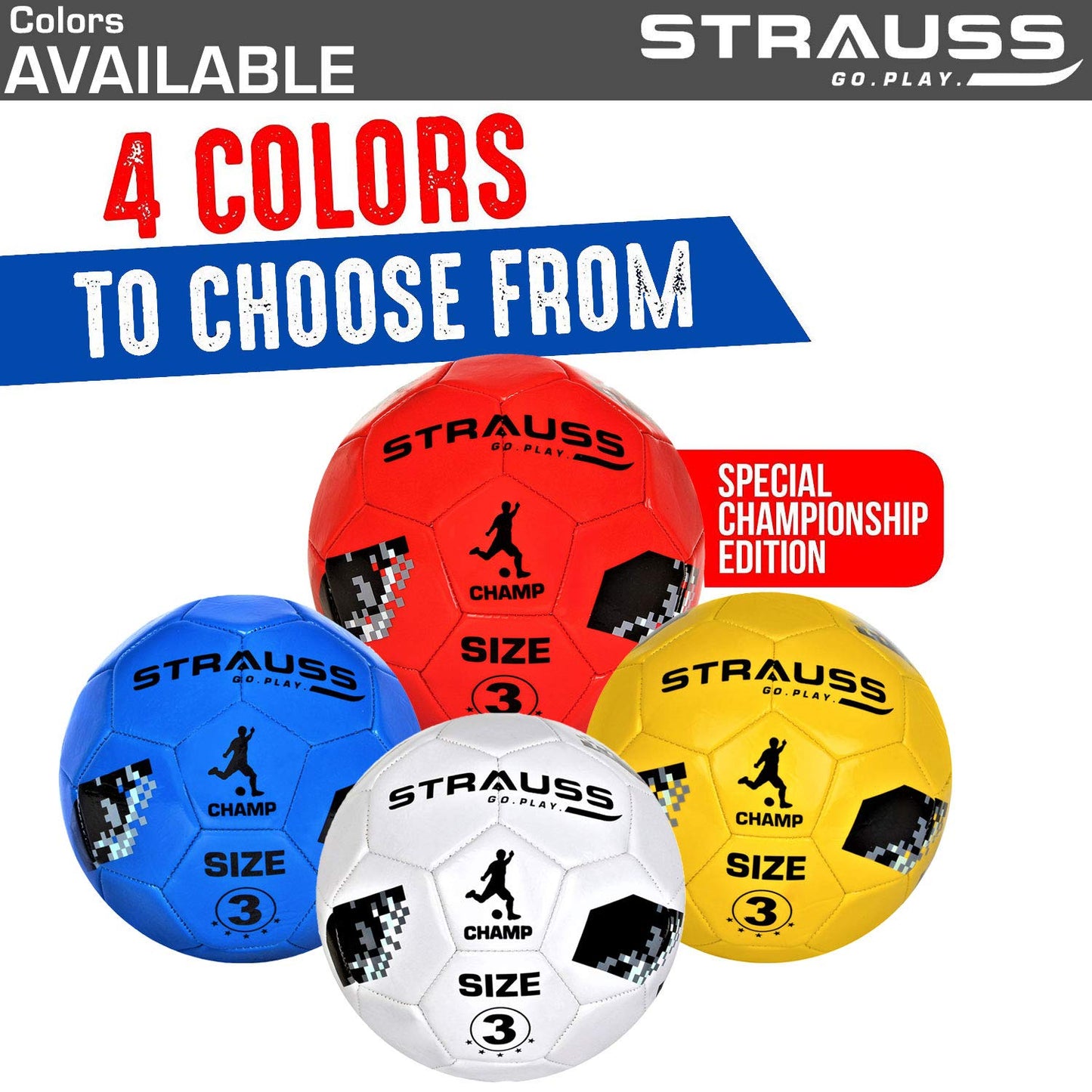 STRAUSS Official Football Size 3 Professional Match Ball for Indoor  Outdoor Games  Training for Kids  Adults  Granular Texture with High-Performance Grained Surface Blue