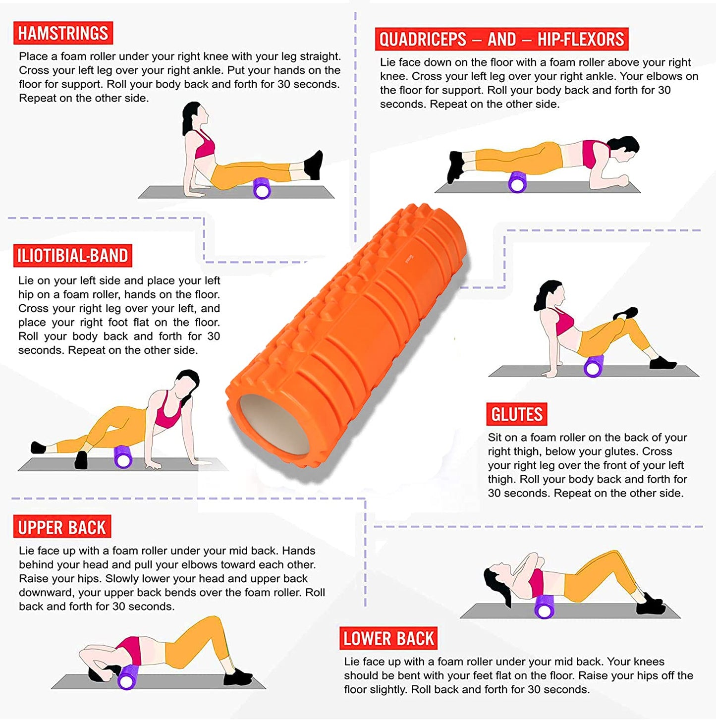 Strauss Deep Tissue Massage Foam Roller 45 cm Orange