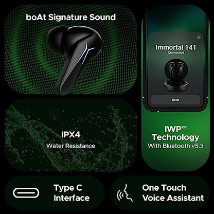 boAt Immortal 141  Bluetooth Gaming Wireless Earbuds with BEASTMode ASAP Charge Bluetooth v5.3