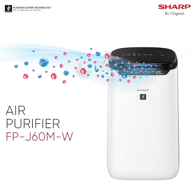 SHARP Room Air Purifier Fp-J60M-W With High Density Plasmacluster Ion Technology