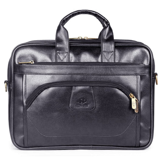 The Clownfish 11 Litre Faux Leather 15.6 inch Laptop Messenger Bag Briefcase Black