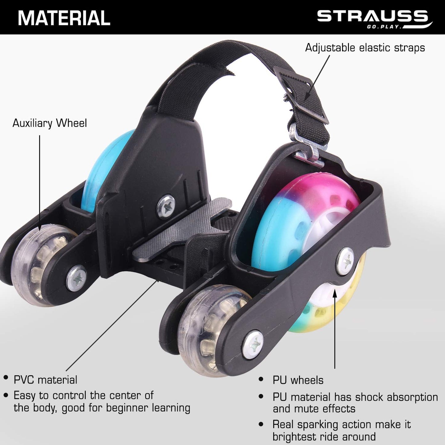 Multicolor Strauss Street Quad Roller Skates Gliding with LED Wheels