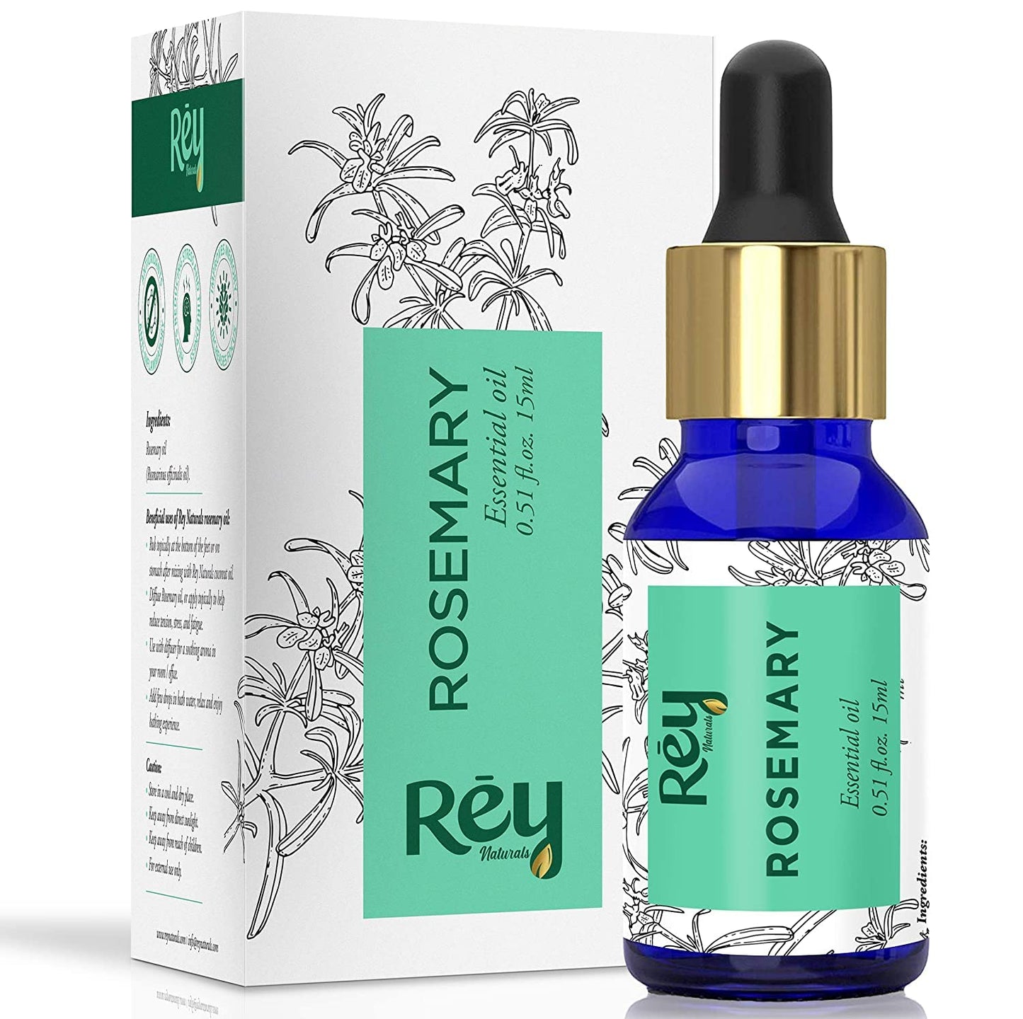 Rey Naturals Rosemary Essential Oil for Hair Growth 15 Ml and Onion Ginseng Hair Serum 100 Ml