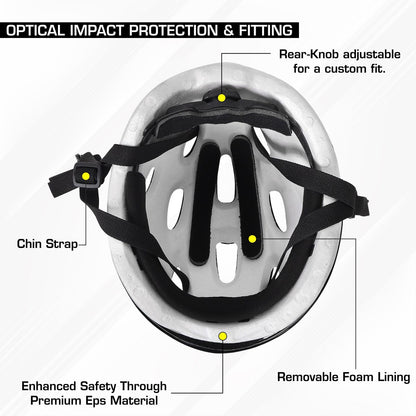 Strauss Adjustable Cycling Helmet, Lightweight, Superior Ventilation, Premium White Foam, Junior Size, Black/Green.