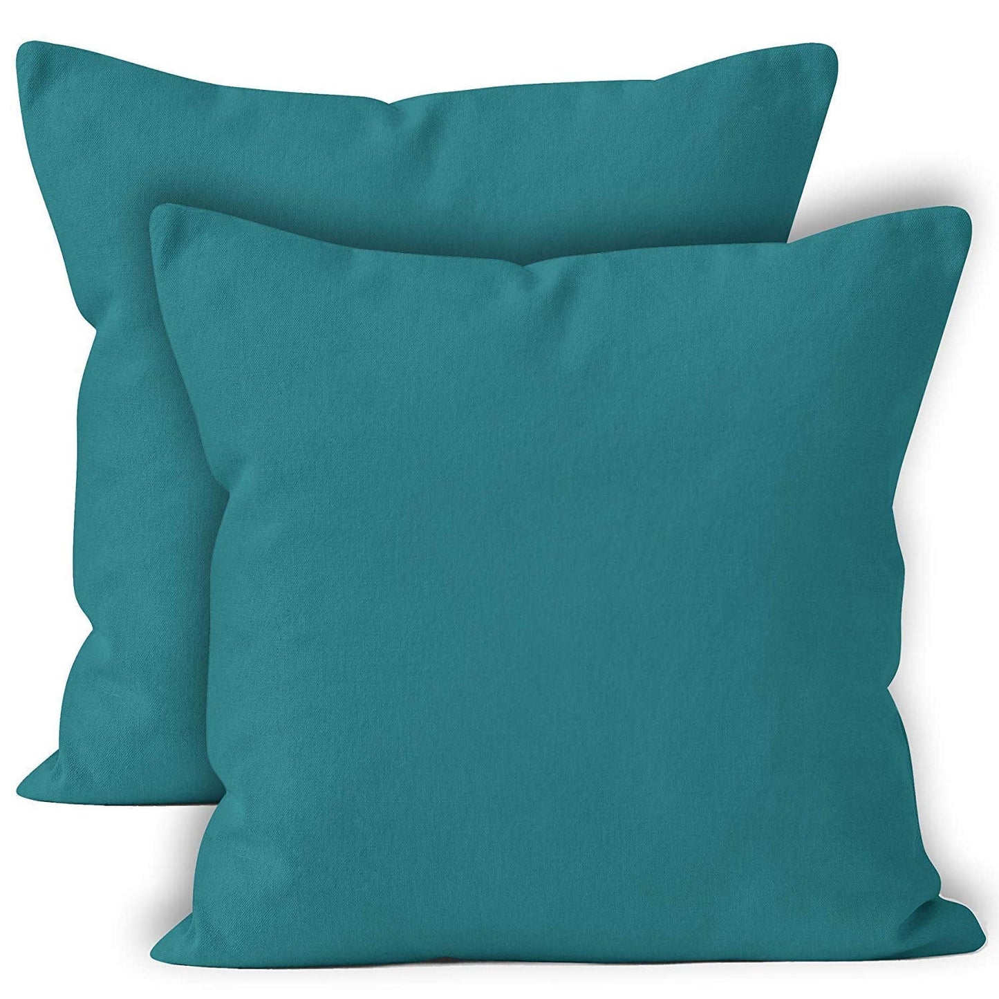 Encasa Homes Cushion Cover 2pc 16x16in 40x40cm - Azul Blue - Solid Cotton Canvas Pillow Case for Chair, Bed, Office, Home.