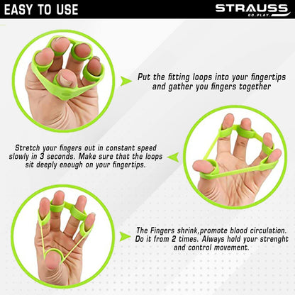 Strauss Finger Stretcher & Hand Strengthener for Carpal Tunnel Relief & Grip Strength. Set of 3. Ideal for All Skill Levels.