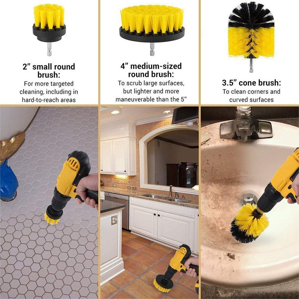 Cheston 10 Pcs Electric Drill Brush Scrubber Kit for Floor, Bathroom, Tile, Car, Bike, Grout, Shower, Kitchen with 10 Accessories