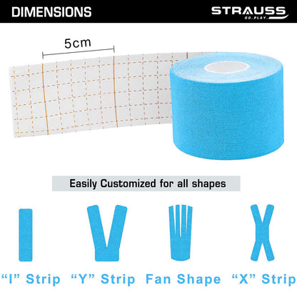 Strauss Kinesiology Sports Tape Knee Calf  Thigh Support Sky Blue