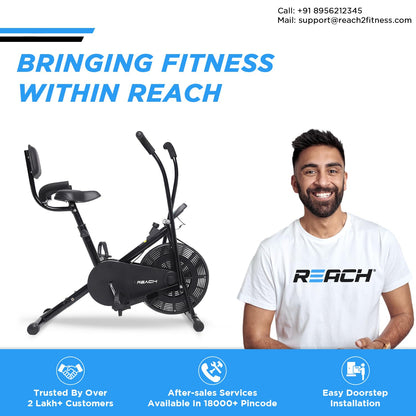 Reach AB 110 BH Exercise Bike: Back Support, Adjustable Resistance, Cushioned Seat, Max User Weight 110 Kg, Home Workout.