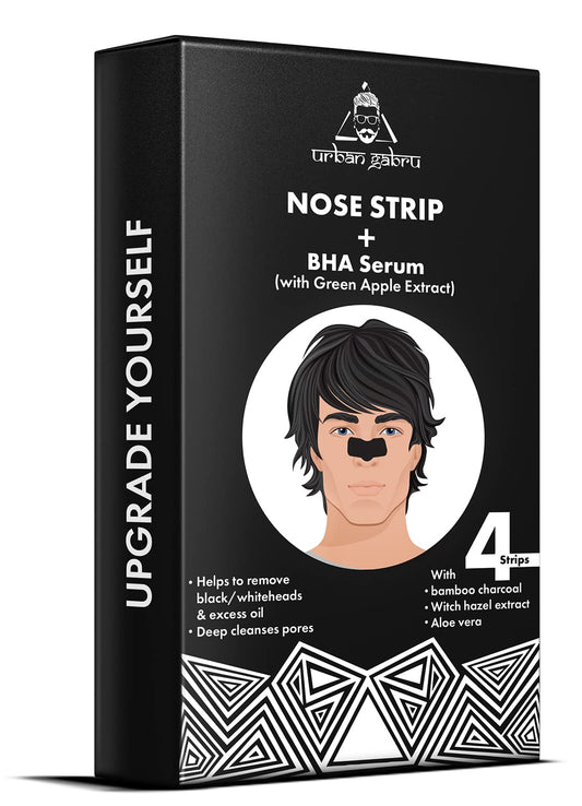 UrbanGabru Nose Strip with BHA Serum  Nose Strips for Blackhead Whitehead Remover 4 Strips  Pore Cleanser  with Natural Aloe Vera  Witch Hazel Extracts