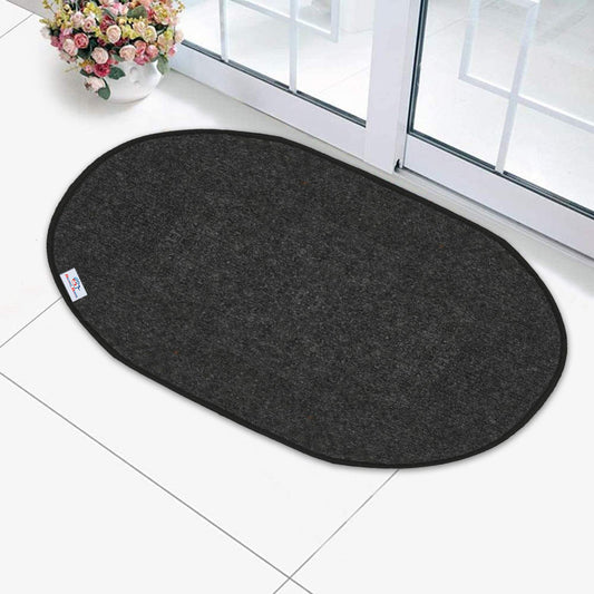 Heart Home Oval Shape Durable Microfiber Door Mat, Indoor/Outdoor, Easy Clean, Waterproof, Low-Profile, 14x23 Grey, HEART12079