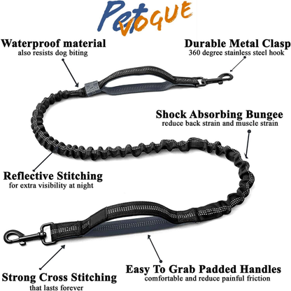 Pet Vogue Shock Proof Hands-Free Dog Leash for Medium and Large Dogs 5ft