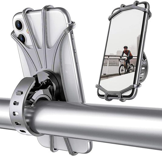 STRAUSS Waterproof Mobile Holder for Bikes, Anti Shake, 360 Rotation, Fits 5.5-7 inch Smartphones, Grey