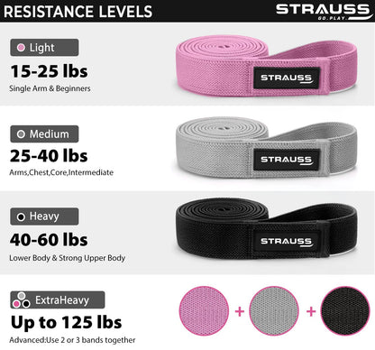 Strauss Fabric Resistance Bands for Exercise & Workout, Ideal for Stretching, Chin Ups, Physical Therapy, Home Exercise for Men & Women, Pink