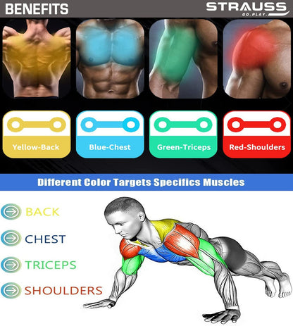 Strauss Multifunctional Portable Push Up Board 16 in 1 Body Building Exercise Tools  Durable  Foldable  Push Up Board for Men-Women