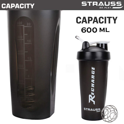 Strauss Recharge Shaker Bottle 600 ml Black