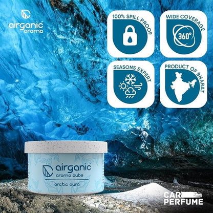 Airganic Aroma Car Freshener Combo Pack  Gel Can Dusk Cloud  Aroma Cube Artic Aura air fragrance