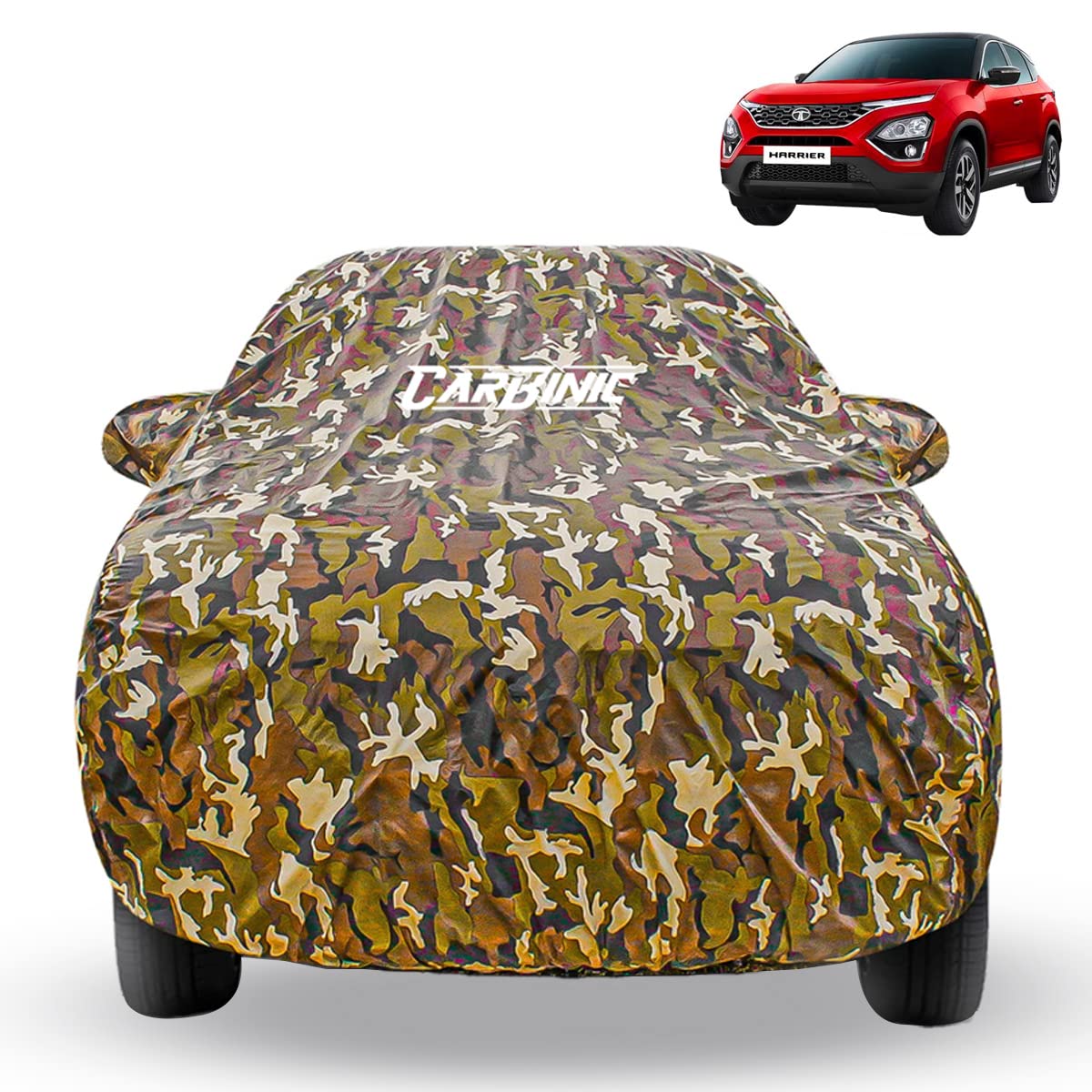 CARBINIC Car Cover for Tata Harrier 2019: Waterproof, Dustproof, UV Resistant, Triple Stitched, Fully Elastic, Outdoor Protection.