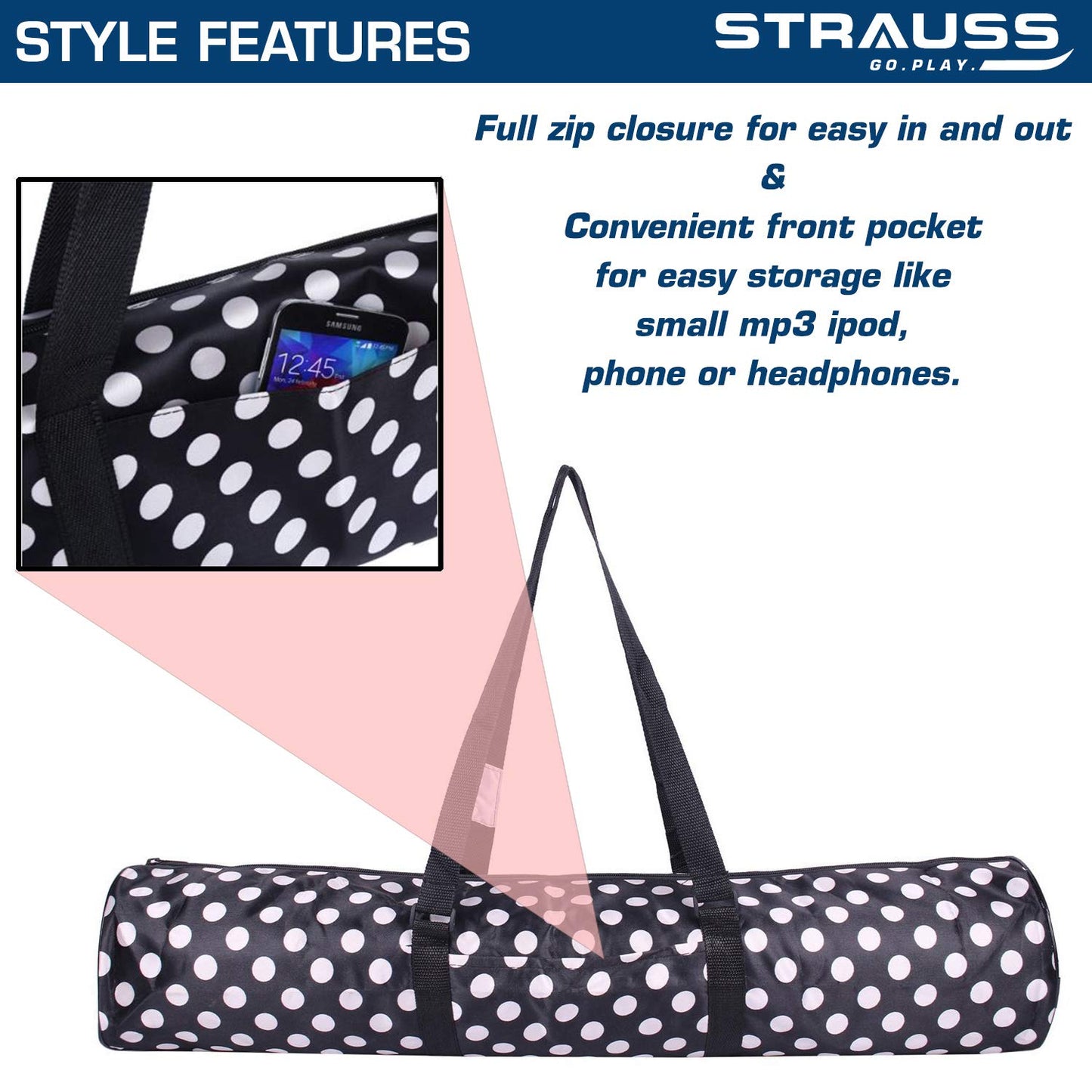 STRAUSS Yoga Mat Bag Full Zip Black