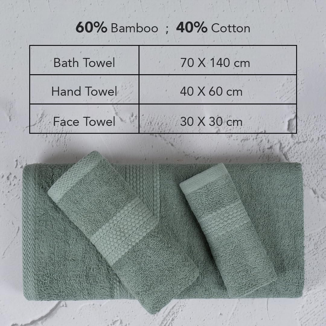 BePlush 3 Piece Towels Set  Ultra Soft Highly Absorbent Anti Bacterial Bath Towel Hand Towel and Face Towel Perfect as a DiwaliHouse WarmingWedding Gift Box  Olive Green
