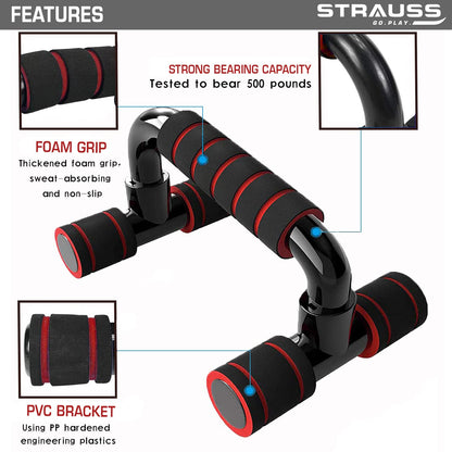 Strauss Moto Push up Bar Pair BlackRed