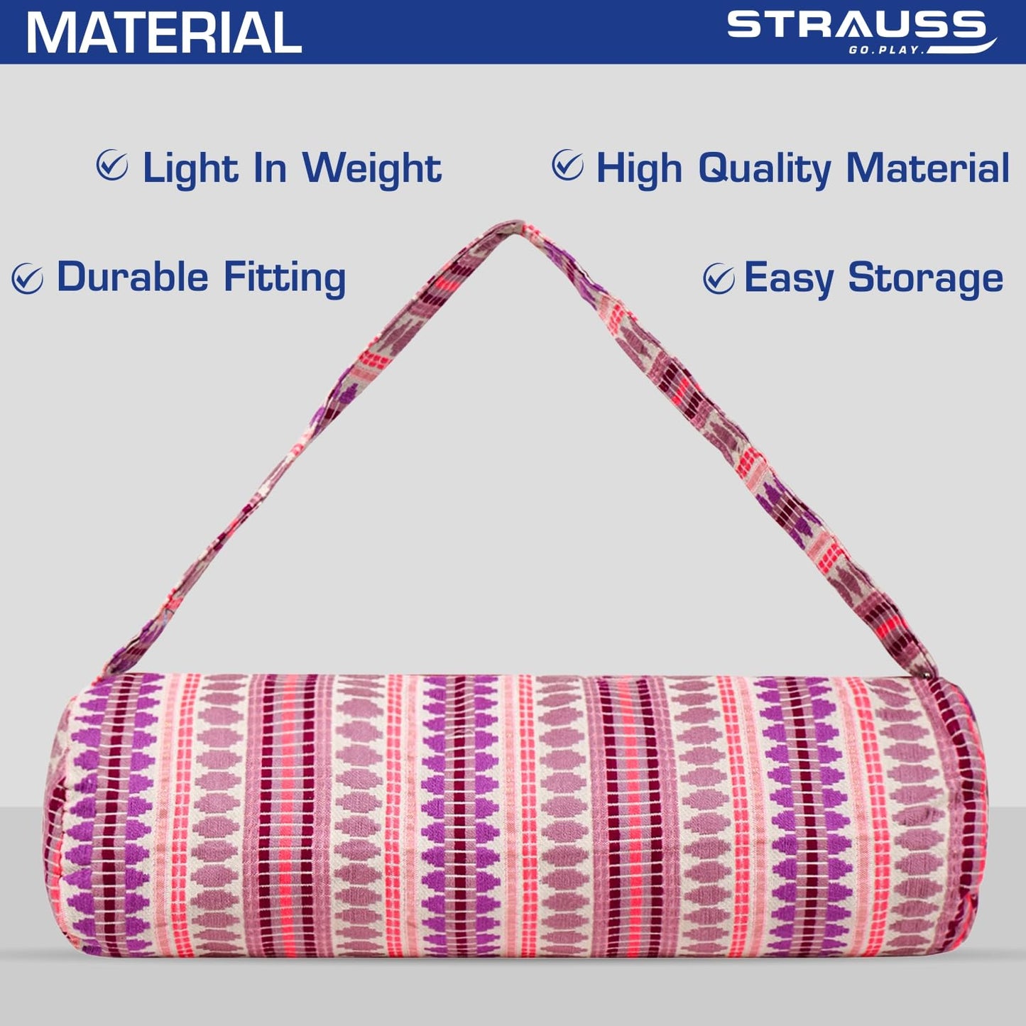 Strauss Jacquard Gym Bag for Men & Women, Breathable, Durable, Eco-Friendly, Washable, Red Pattern, Ideal for Travel & Gym.