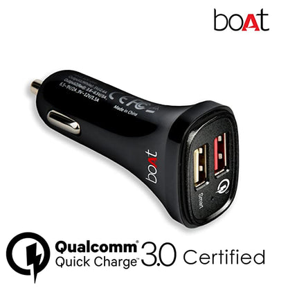 boAt Dual Port Rapid Car Charger Qualcomm Certified  Premium Car Charger with Quick Charge 3.0 Smart IC