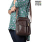 THE CLOWNFISH Asset Faux Leather Unisex Crossbody Sling Bag Dark Brown