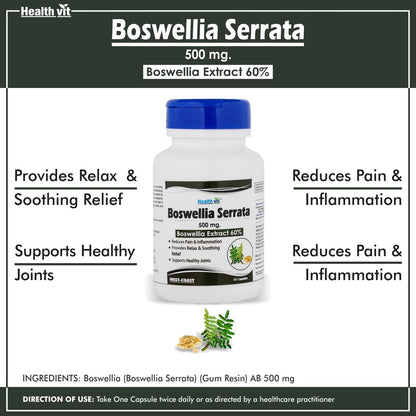 Healthvit Boswellia Serrata Extract 500 mg 60 Capsules For Healthy Joints