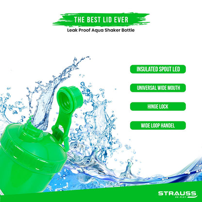 STRAUSS Aqua Shaker Bottle, 700ml, BPA-Free, Leakproof, Ideal for Protein Shakes, Pre/Post Workout, Men & Women, Fluorescent Green