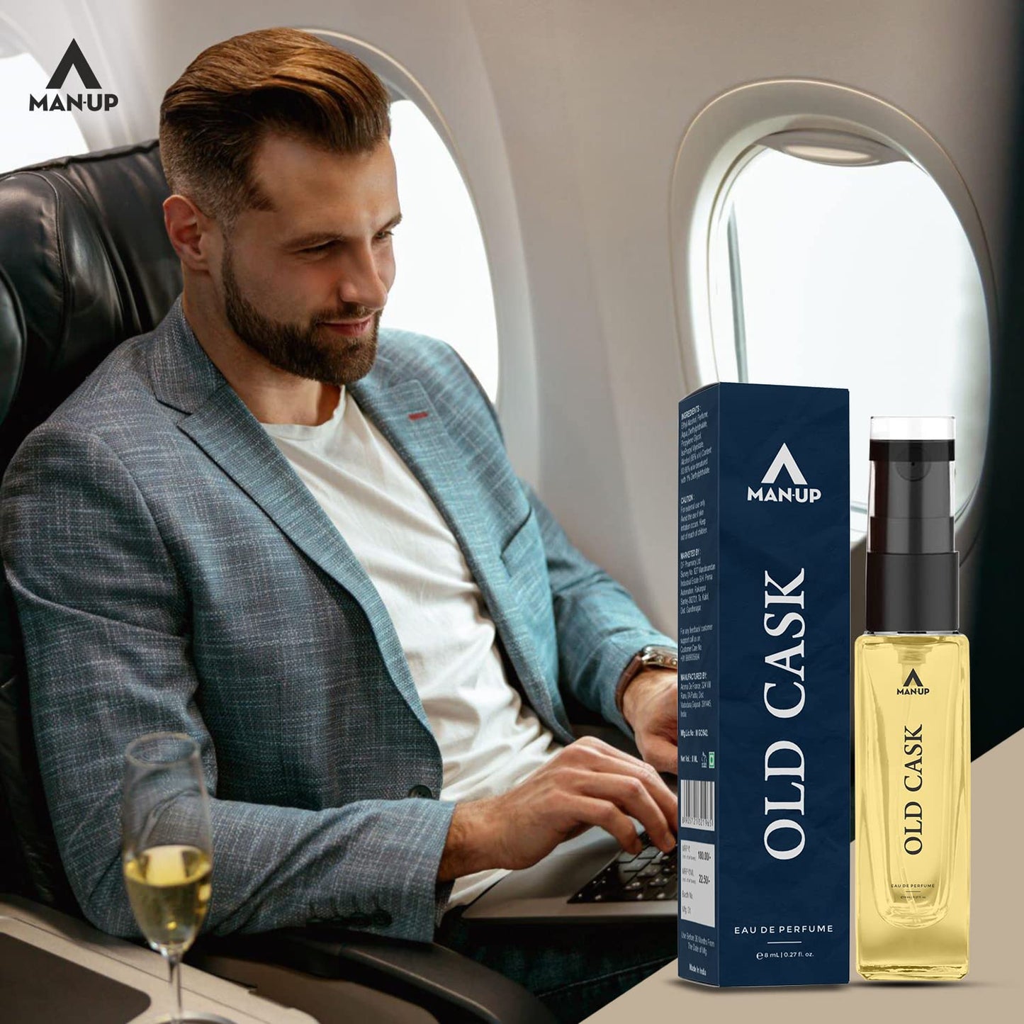 Man-Up Old Cask Perfume For Men, Eau De Perfume, Long Lasting, Fresh, Energising Fragrance, 8ml Pack of 50.