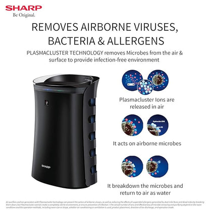 SHARP Room Air Purifier Fp-Gm50E-B With Plasmacluster Ion Technology Haze Mode And Anti-Dust Mode